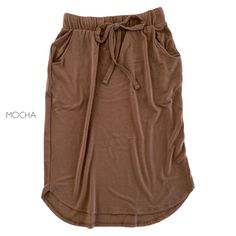 The cutest tulip hem skirts are here! Featuring an elastic waistband and pockets, these skirts are an easy transition from casual days to dressing up for nights. Approx. Total Body Length (Front including Band): 24" Fabric Content: 57% Polyester 38% rayon 5% spandex Everyday Skirt, Everyday Skirts, Sewing Skirts, Hem Skirt, Total Body, Mocha, The Cutest, Dress Up, Elastic