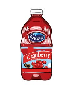 a bottle of cranberry water on a white background