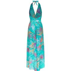 This Is Absolutely Gorgeous Maxi Dress Double Side Silts.. Perfect For Any Island.This Is S Size One Summer Evening Maxi Dress With Vibrant Print, Vibrant Print Maxi Dress For Summer Evenings, Blue Printed Halter Neck Dress, Chic Blue Dresses With Vibrant Print, Green Silk Beachwear Dress, Turquoise Halter Neck Spring Dress, Tropical Blue Halter Neck Dress, Turquoise Halter Neck Beach Dress, Chic Blue Maxi Dress With Vibrant Print