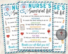 two nurse's survival kit printables for nurses