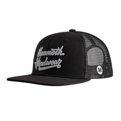 Script Trucker - Black Black Trucker Hat With Curved Bill And Logo Patch, Black Snapback Trucker Hat For Fan Merchandise, Black Snapback Trucker Hat With Patches, Black Trucker Snapback Hat Six-panel, Black Six-panel Snapback Hat With Logo Patch, Snapback Hats, How To Wear, Black