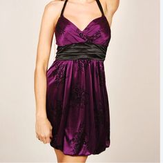 Nwt Trixxi Halter Style Dress. Balloon Hem Line. Velvet Textured Floral Detail. Size S (J) Elegant Stretch Purple Mini Dress, Elegant Purple Stretch Mini Dress, Stretch Purple Mini Dress For Evening, Purple Stretch Halter Neck Dress, Dressy Purple Dress For Night Out, Purple Stretch Flirty Mini Dress, Purple Halter Neck Mini Dress For Evening, Flirty Stretch Purple Mini Dress, Purple Halter Neck Mini Dress For Night Out