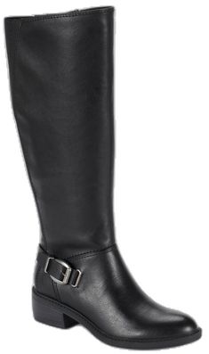 Sasson - Black - Hero Knee-high Riding Boots With Buckle Closure, Elegant Riding Boots With Buckle Closure, Leather Wide Calf Knee-high Boots With Buckle Closure, Tall Boot, The Black, For Sale, Black