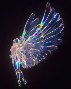 an image of a bird that is flying in the air with its wings spread out