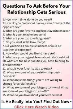 Questions To Ask Before Your Relationship Gets Serious Relationship Get To Know You Questions, Questions To Ask Yourself Relationships, Things To Ask Before Dating, Questions To Ask Dating, Relationship Review Questions, Questions To Ask Someone Your Dating, Serious Conversations With Boyfriend, Get To Know Your Partner Questions