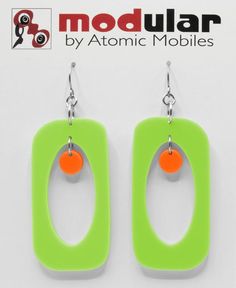 Beatnik Boho Statement Earrings - Handmade Mod Retro Mid Mod Jewelry – Atomic Mobiles #lime #statementearrings #giftideasforher #giftideasforgirlfriend Boho Modern Art, Mod Earrings, Mod Design, Mod Jewelry, Retro Earrings, Acrylic Shapes, Small Boho, Retro Earring, Art Earrings