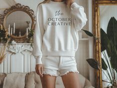 Trendy Branded Sweatshirt For Fall, Trendy White Sweatshirt With Branding, Trendy Fall Sweatshirt With Branding, Branded Long Sleeve Sweatshirt For Fall, Long Sleeve Branded Sweatshirt For Fall, Branded Long Sleeve Fall Sweatshirt, Fall Crew Neck Sweater With Branding, Long Sleeve Branded Fall Sweatshirt, White Branding Sweater For Fall