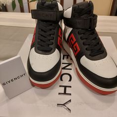 Men's Givenchy G4 High-Top Sneakers Brand New, Never Worn Red, White, Black Size 7 Includes Original Box, Authenticity Card, And Dust Bags Ready To Ship! Givenchy Shoes, Sneaker Brands, Wearing Red, Trendy Shoes, Sneaker Shopping, Mens Shoes Sneakers, High Top, Givenchy, Top Sneakers