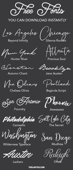 some type of font that is in different styles and colors, with the names below it