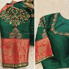 Traditional Saree Blouse Designs, Floral Blouse Designs, Brocade Blouse Designs