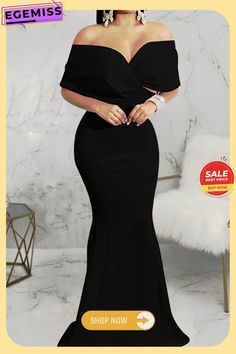 Black Fashion Sexy Solid Backless V Neck Evening Dress Black Stretch V-neck Evening Dress, Chic V-neck Bodycon Evening Dress, Bodycon V-neck Evening Dress For Night Out, Stretch V-neck Evening Dress For Night Out, Women's Fashion Dresses, Occasion Dresses, Evening Dress, Black Fashion