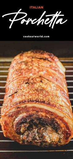 meatloaf on a grill with text overlay that reads italian progetta