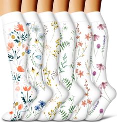 PRICES MAY VARY. 6 PAIRS COMPRESSION SOCKS - When it's not possible to press pause during long hours of work, maintaining healthy blood circulation is the key to staying energized and performing at your best. Combined with fashion, style, science, and technology, Our knee-high compression socks offer great comfort, Increase circulation,Improve leg and foot comfort,Relief from pain, aches, and fatigue,All-Day Comfort + Support. Switch up your regular Core-Spun routine with this new pattern! GRADU Cute Compression Socks, Fashion Necessities, Nurse Travel, Christmas Candies, Womens Compression Socks, Increase Circulation, Nurse Stuff, Foot Reflexology, Travel Clothing