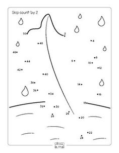 a coloring page with rain drops and numbers to print for kids, including the number five