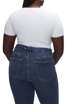 Designed to fit every body, these shapely skinnies feature a cool indigo wash and a smoothing high waist. 28 1/2" inseam; 10" leg opening; 10 1/2" front rise; 15" back rise (size 8) Zip fly with button closure Five-pocket style 98% organic cotton, 2% elastane Machine wash, line dry Imported Women's Clothing Organic Content Standard (OCS)–certified. OCS uses third-party verification to confirm the amount of organically grown material in a final product OEKO-TEX®–certified materials free of harmfu Versatile Fitted Denim Tops, Fitted Denim Tops, Fitted Dark Wash Bottoms With 5-inch Inseam, Versatile Fitted Blue Jeans, Dark Wash Stretch Cropped Tops, Dark Wash Cropped Stretch Tops, Cropped Dark Wash Stretch Tops, Medium Wash Cropped Fitted Jeans, Dark Wash Fitted Elastane Jeans