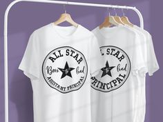 All Star Faculty Shirts All Star Counselor All Star Principal All Star Assistant Principal All Star Secretary All Star Teacher Shirt: Gildan , 100% Cotton, Unisex Sizes: S-3X Super cute and fun shirt to wear to show school spirit! How to place an order: 1. Select the t shirt size and color you would like. 2. In the Personalization box write if you want Counselor, Principal, Asst. Principal, Secretary or Teacher If you have a custom order you would like to place please reach out to me PRIOR to pl School Staff Tshirts, Middle School Staff Shirts, Assistant Principal Tshirt Ideas, Principal Wardrobe Work Outfits, Assistant Principal Shirts, Principal Shirt Ideas, Teacher Spirit Shirts, Principal Shirts, Plc Room