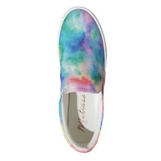 Photos Are Of Actual Size 7 True To Size Canvas Upper Breathable Fabric Lining Moderately Padded Foam Cushion Insole Slip-Resistant Rubber Outsole About 1" Platform Dual Elastic Gore For Easy On/Off Slip On Round Toe Pastel/Light Pink, Blue, Green, Purple, Red, Orange, Yellow/Rainbow Hues Painterly Abstract Watercolor Tie-Dye Pattern (Pattern Varies) Imported Diversity, Individualism, Women Empowerment, Environmental, Sustainability, Sourcing, Recycling (Leathers, Textiles, Heel Wraps, Welts, Up Casual Blue Synthetic Slip-on Sneakers, Casual Multicolor Slip-on Sneakers For Spring, Comfortable Multicolor Slip-on Sneakers, Trendy Slip-on Sneakers, Spring Multicolor Slip-ons With Rubber Sole, Blue Slip-on Sneakers For Summer, Multicolor Flat Slip-on Shoes, Blue Flat Slip-ons Casual Style, Blue Casual Slip-ons With Flat Heel