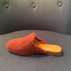 These Are A Cute Statement Piece For Your Ensemble! Never Worn, Size 5.5 And Super Cute. Casual Orange Slip-on Mules, Flat Synthetic Slippers For Fall, Fall Synthetic Flat Slippers, Fall Season Flat Synthetic Slippers, Orange Flat Synthetic Slippers, Orange Slip-on Casual Slippers, Orange Round Toe Slippers For Spring, Orange Flat Slippers For Spring, Casual Orange Closed Toe Mules