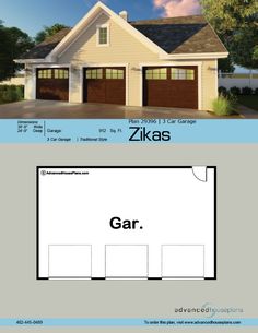 the garage plan for this two car garage