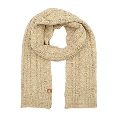 This Frye and Co. women's large oblong cold-weather scarf features a chic classic cable-knit design. Pair it with a beanie and gloves from the collection to complete the look. Warmth Factor: MidweightFiber Content: 100% PolyesterFabric Description: KnitCare: Hand WashCountry of Origin: Imported Casual Cable Knit Scarf For Fall, Winter Cable Knit Scarves, Winter Cable Knit Scarves For Cold Weather, Casual Cable Knit Scarves For Winter, Casual Winter Cable Knit Scarves, Cozy Cable Knit Scarves For Cold Weather, Cozy Cable Knit Scarf For Cold Weather, Casual Cream Scarves For Winter, Casual Cream Scarf For Winter