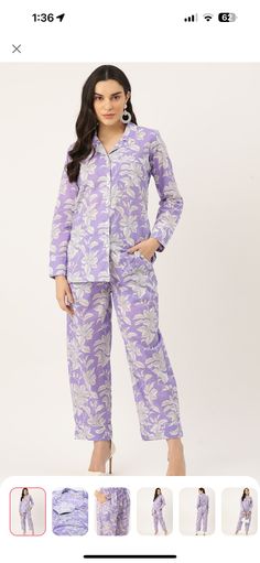 Beautiful HandBlock Print 100% cotton nightsuit includes full sleeves shirt with a pocket, elasticated pyjama pants with two pockets! comes wrapped in a bag. the Jaipuri block print makes it so unique and the soft breatheable cotton makes it the perfect loungewear set to laze around in the house.its so cozy and gets very soft with each wash. the pajama set is a relaxed fit and its made with love by the artisans of Jaipur,india  MODEL IS WEARING SIZE M SIZE CHART ATTACHED IN PICS. Purple Floral Print Sleepwear For Loungewear, Purple Floral Print Sleepwear, Purple Relaxed Fit Long Sleeve Sleepwear, Purple Cotton Sleepwear For Pajama Party, Purple Floral Print Cotton Sets, Purple Cotton Sleepover Set, Block Print Long Sleeve Sleepwear For Loungewear, Purple Cotton Loungewear Sets, Purple Cotton Pajama Party Sets