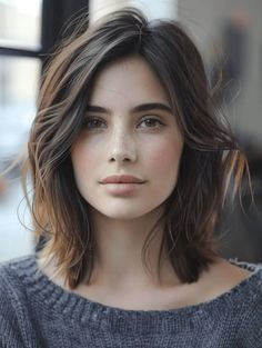 Flattering Haircuts For Round Faces, Brunette Style, Haircuts For Round Faces, Hair Myth, Flattering Haircuts, Hairstyle For Chubby Face, Hair Mistakes, Haircut Style, Growing Out Short Hair Styles