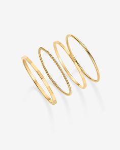 #Variant_Yellow Gold Rings Pack, Rings Set For Women, Thin Rings, Stackable Bands, Stacking Ring Set, Birthday Idea, Dangle Necklaces, Twisted Band, 12th Birthday