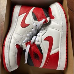 Red, White, Black Air Jordan High 1 Worn A Few Times Very Presentable Jordan Red, Air Jordan 1 Retro High Og, Air Jordan 1 Retro, Jordan 1 Retro High, Jordans For Men, Jordan Shoes, Jordan 1, Air Jordans, Athletic Shoes