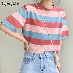 Shipping: Worldwide Express Shipping AvailableDelivery time: 🚚7-15Days Fast ShippingReturns: Fast refund,💯100% Money Back Guarantee.Style: CasualOrigin: Mainland ChinaClothing Length: ShortDecoration: NONESleeve Style: RegularFabric Type: BroadclothMaterial: CottonMaterial: PolyesterPattern Type: stripedSleeve Length(cm): ShortFit: Fits true to size, take your normal sizePattern Them: OtherTops Type: TeesSeason: SummerItem Type: TopsGender: WOMENCollar: O-NeckModel Number: Women Tshirt Y2k Top Multicolor Kawaii T-shirt For Spring, Y2k Striped Cotton Tops, Harajuku Style Multicolor Summer Tops, Summer Multicolor Harajuku Tops, Trendy Striped T-shirt With Letter Print, Y2k Style Multicolor Short Sleeve T-shirt, Harajuku Style Multicolor Cotton Tops, Multicolor Cotton Harajuku Tops, Blue Harajuku Style Summer Top