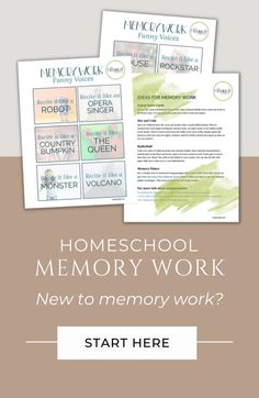 the homeschool memory work flyer is shown