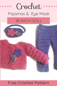 This free crochet pajama pattern is great for creating clothes for your 18-inch doll. You'll need some crochet experience but don't let that put you off trying this pattern. With some patience and skill, you'll be able to create some cute pajamas for your doll. Easy Crochet Doll Clothes, Pajama Pattern Free, Free Crochet Doll Patterns English, Crochet American Doll Clothes Free Pattern, Crochet Doll Pants Free Pattern, Crochet Doll Dress Free Pattern, Crochet Doll Shorts Free Pattern, Crochet Doll Accessories