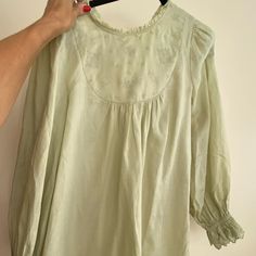 Doen But Label Fell Off - 100-% Authentic And Adorable Babydoll Dress Flowy And Light With Long Sleeves - Embroidered In The Perfect Mint Green - Cute With Sandals Or Combat Boots - Can Fit Small Or Medium Dress Flowy, Babydoll Dress, Mint Green, Combat Boots, Baby Dolls, Colorful Dresses, Cotton Blend, Long Sleeves, Mint