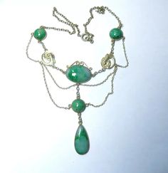 Art Deco Green Jadeite Sterling Fishes With Coins In Mouths Festoon Necklace | eBay Sterling Chains, Festoon Necklace, Antique Jewelry Necklace, Silver Chains, Jade Carving, Vintage Art Deco, Vintage Watches, Antique Vintage, Sterling Silver Chains