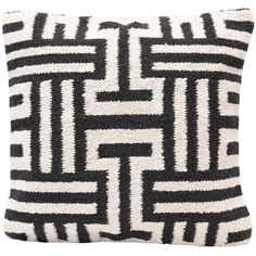 a black and white pillow with an abstract design on the front, it is made out of