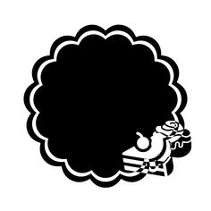 a black and white silhouette of a woman with an afro hairdow on her head