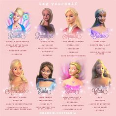 the disney princesses are all in different names and colors, with their name on them