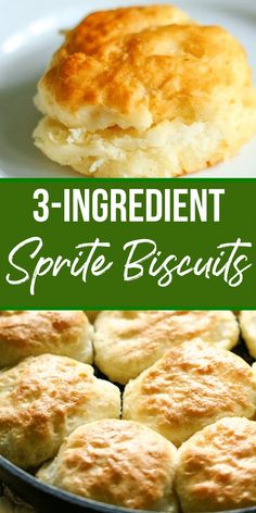 three ingredient sprite biscuits on a plate with text overlay that reads, 3 ingredient sprite biscuits