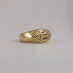 Alps is a small signet ring handmade in solid 9ct. Yellow Gold. Designed, carved, cast and finished in Australia. Free express shipping on all rings within Australia. Hand Carved Jewelry, Gold N, Gold Face, Mens Fashion Casual Outfits, Digital Gifts, Metal Crafts, Yellow Gold Ring, Jewellery Design, Recycled Sterling Silver