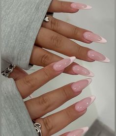 Nails, nail art, short nails, simple nails, long nails, easy nails, manicure, gel nails, almond nails, coffin nails, acrylics, square nails, round nails, french nails, french tips, green nails, nail inspiration, blue nails, purple nails, glitter nails, cuticle, quick nails, pedicure, nail polish, nail titorial, matte nails, nail dip, shellac, rings, silver ring, gold rings, finger tattoo, nude nails,beginner nails, nail gems, red nails, pink nails, white nails, black nails, orange nails, yellow nails, trendy nails, prom nails, homecoming nails, wedding nails, birthday nails Leah Love Island Nails, Classy Pink Almond Nails, Almond Shape Birthday Nails, Nail Inspo Long Almond, Almond Nails Pink French Tip, Almond Nails Inspo Aesthetic, Nail Almond Design, Pink Almond French Tip, Pink Almond Nails French Tip