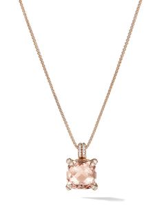 18kt rose gold 18kt rose gold diamond Chatelaine pendant necklace from DAVID YURMAN featuring lobster claw fastening, adjustable-length chain, delicate chain, diamond accents and morganite accents. | David Yurman 18kt rose gold diamond Chatelaine pendant necklace Chain Diamond, Rose Gold Morganite, Pendant Necklace Gold, Delicate Chain, Chatelaine, Diamond Pendant Necklace, Rose Gold Diamonds, Gold Pendant Necklace, Pretty Jewellery