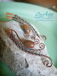 Bohemian Wire Wrapped Earrings, Unique Handmade Copper Wrap Earrings, Handmade Copper Wrap Earrings, Handmade Unique Copper Wrap Earrings, Bohemian Copper Wire Wrapped Earrings, Wire Jewelry Patterns, Picasso Jasper, Copper Jewelry, Jewelry Patterns