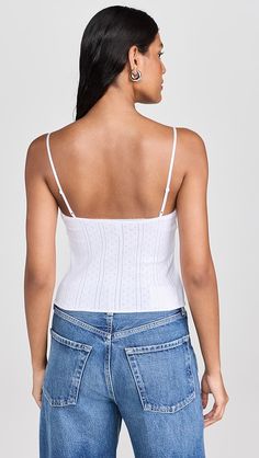 COUCOU The Long Cami | Shopbop Knit V Neck, White Cami, Pointelle Knit, Medical Problems, White Brand, Healthcare Professionals, Lace Trim, New Arrivals, Portugal