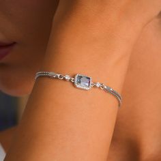 Thank you for supporting women with small businesses, I hope you like the products we designed for you, take care of yourself 🥰❤️ 925 Sterling Silver Birthstone(Topaz) Bracelet - Elegant and Meaningful This elegant bracelet is made of 925 sterling silver and decorated with natural topaz stones that carry the energy of nature. Topaz is meaningful to many zodiac signs and is known for its positive energy. Features: Material: 925 Sterling Silver Stone: Topaz (Birthstone) Features: Brings positive Cubic Zirconia Bracelets With Gemstone Accents Gift, Dainty Silver Bracelets For Anniversary, Elegant Adjustable Sterling Silver Birthstone Bracelet, Fine Jewelry Crystal Bracelet As Gift, White Gold Bracelet With Gemstone Accents For Gift, Elegant Crystal Bracelet With Birthstone For Anniversary, Silver Fine Jewelry Bracelet As Gift For Her, Elegant Birthstone Crystal Bracelet For Anniversary, Silver Chain Bracelet As Fine Jewelry Gift