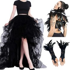 Crow Party, Gothic Halloween Party, Box Skirt, Shawl Outfit, Costume Tutu, Feather Cape, Den Mrtvých, Maleficent Costume, Tule Rok