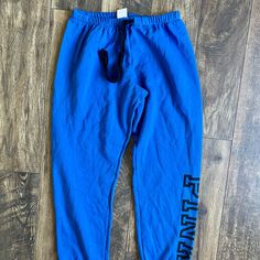 Size Small Classic Pant Blue Cinched Waist And Ankle Blue Cotton Workout Bottoms, Blue Cotton Joggers For Workout, Casual Blue Workout Pants, Casual Blue Pants For Workout, Blue Pants For Gym In Spring, Blue Gym Pants For Spring, Casual Blue Sweatpants For Workout, Blue Relaxed Fit Workout Pants, Blue Relaxed Fit Joggers For Workout