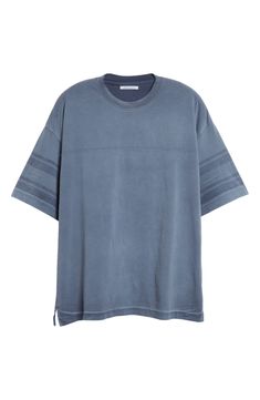 Slouchy and faded like a well-worn favorite, this all-cotton T-shirt sports rings around the sleeves and a relaxed, all-activity feel. 28 1/2" length (size Medium) Crewneck Short sleeves 100% cotton Machine wash, line dry Made in the USA Designer Clothing Sporty Washed Blue Relaxed Fit Top, Faded Washed Sporty Top, Faded Sporty Top, Sporty Washed T-shirt With Relaxed Fit, Sporty Washed Short Sleeve T-shirt, Sporty Washed Cotton T-shirt, Sporty Washed Cotton Tops, Acid Wash Cotton Sporty T-shirt, Sporty Acid Wash Cotton T-shirt