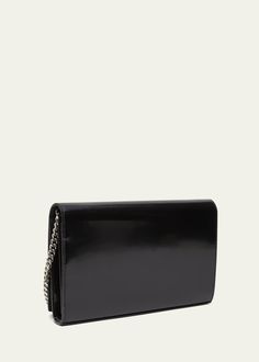 Saint Laurent Cassandre YSL Wallet on Chain in Patent Leather Ysl Wallet On Chain, Ysl Wallet, Wallet On Chain, Saint Laurent Wallet, Wall Pockets, Wallet Chain, Quilted Leather, Leather Chain, Bergdorf Goodman