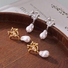 Style: Women Material: Titanium Steel, Imitation Pearl Pearl Type: Uncultured Pearl Color: White Earring Color: Gold Earring Size: 4*2cm White Alloy Dangle Earrings, White Alloy Pierced Earrings, White Dangle Alloy Earrings, Silver Alloy Drop Pearl Earrings, White Alloy Earrings For Wedding, White Alloy Wedding Earrings, Formal Alloy Earrings For Pierced Ears, Formal Alloy Pierced Earrings, Metal Pearl Earrings With Plating For Wedding