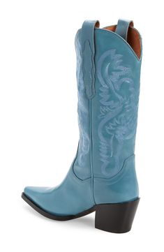 Ornate stitching furthers the rugged Western style of this iconic casual boot. 2 1/4" heel (size 8.5) 12 1/4" shaft; 13 1/2" calf circumference Pull-on style Leather upper and lining/synthetic sole Imported Women's Shoes