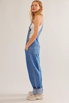 Levi's Vintage Overalls | Free People Womens Overalls Outfits, Levis Overalls, Long Overalls, Cotton Overalls, Vintage Overalls, Style Overalls, Overalls Outfit, Sporty Sneakers, Bib Overalls